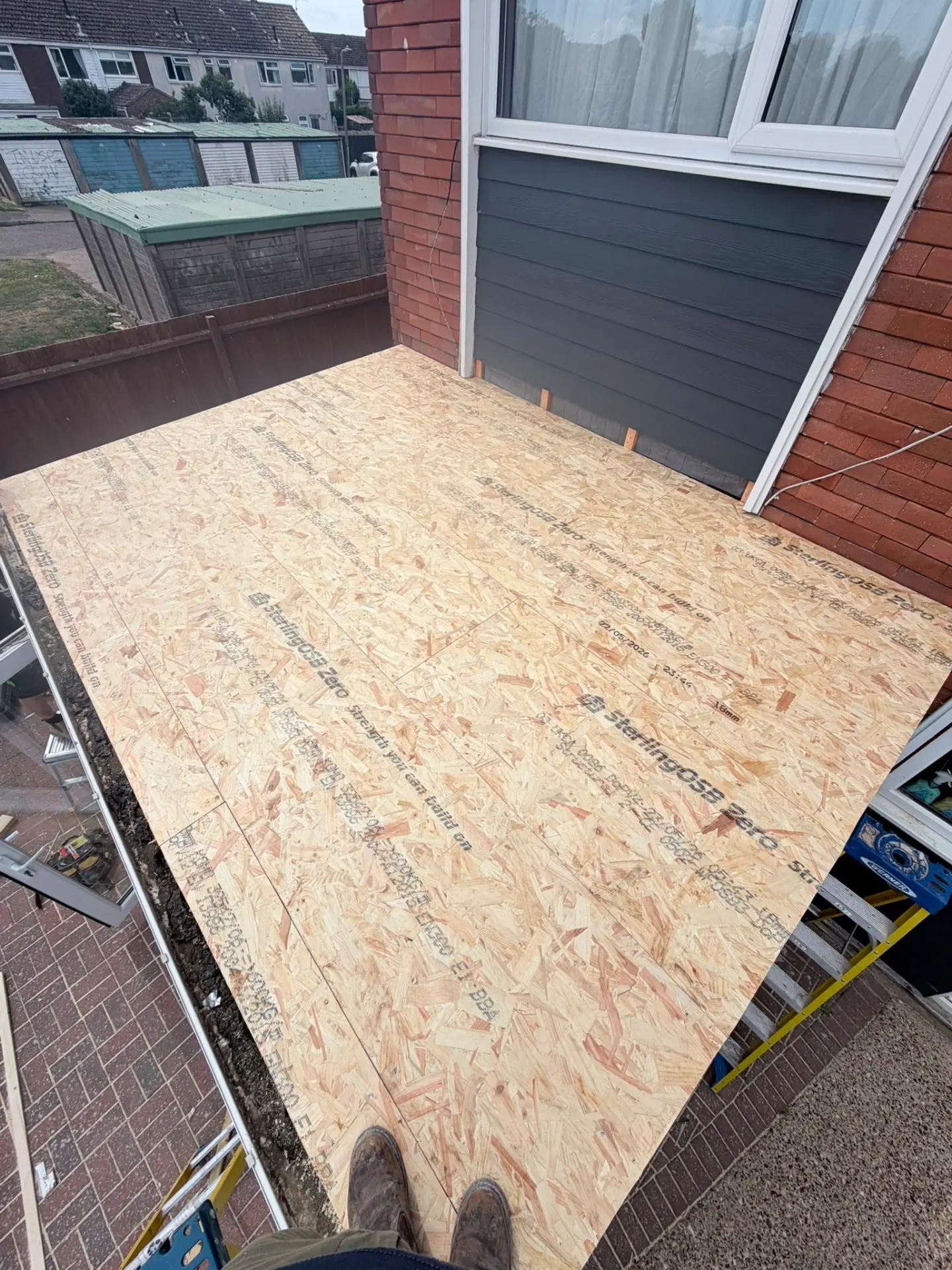 OSB roof decking laid over new joists