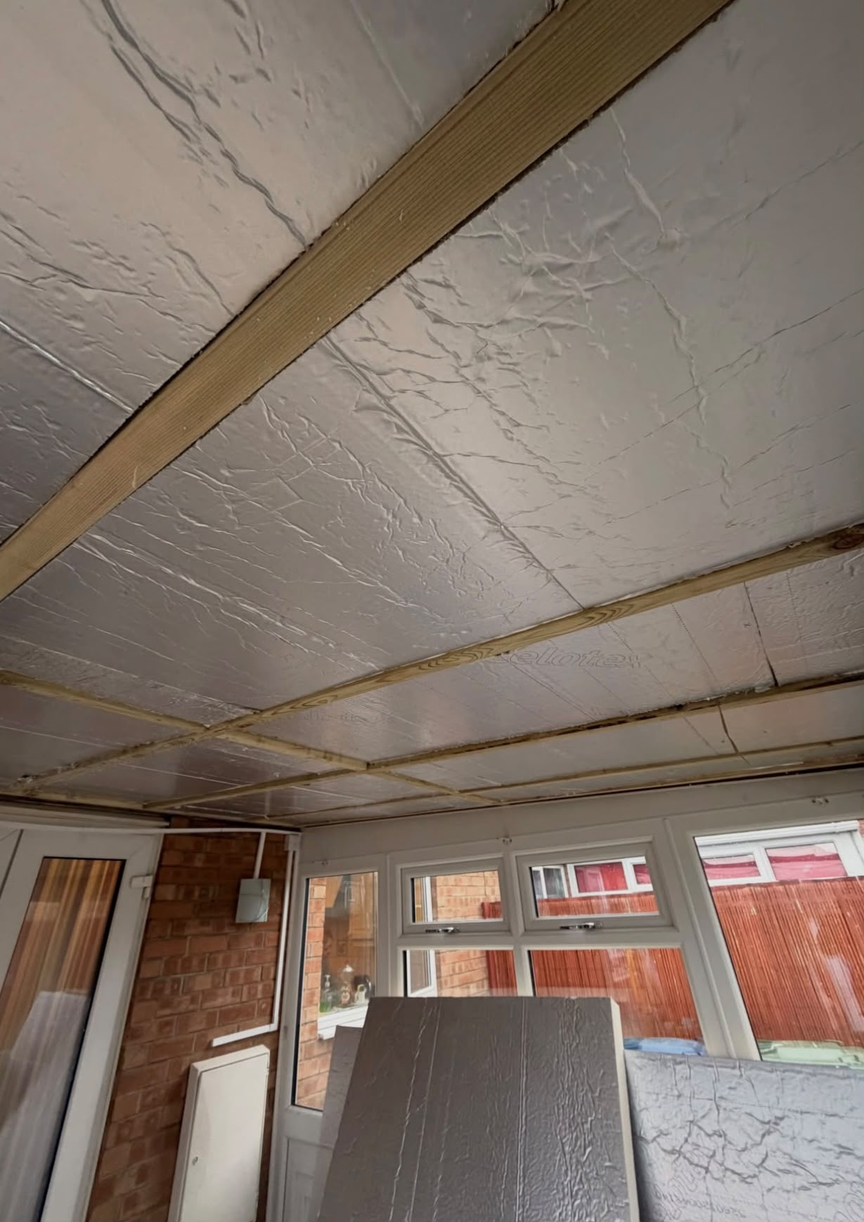 Insulated ceiling build-up to finished room · Interior — before