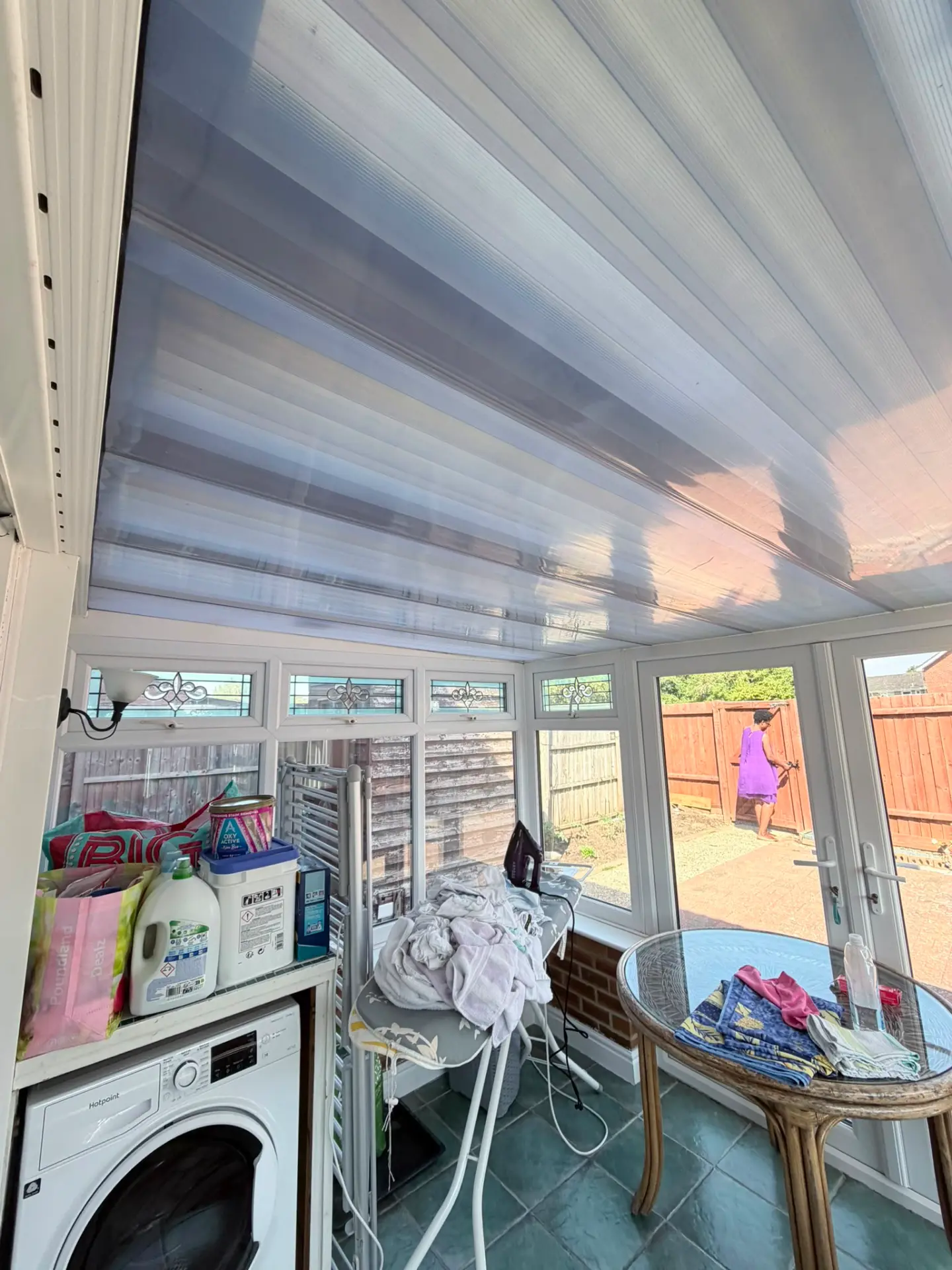 Interior view of old conservatory roof panels